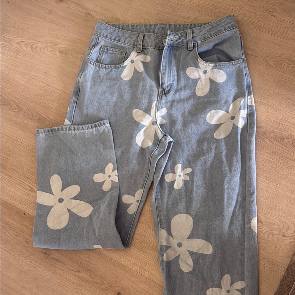 Floral Patterned Jeans